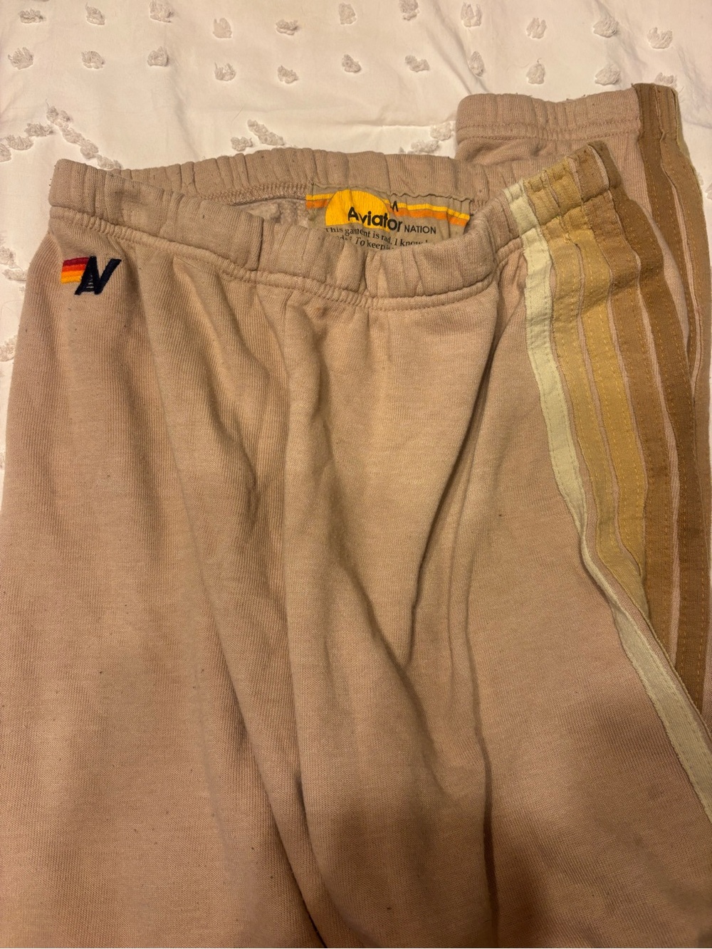 5 Stripe Aviator Nation Sweatpants- Tan Medium